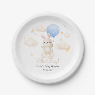 Assiettes En Carton Baby shower de lapin mignon bleu garçon