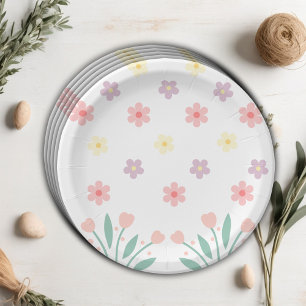 Assiettes En Carton Baby shower de lapin minuscule à Hopper Floral