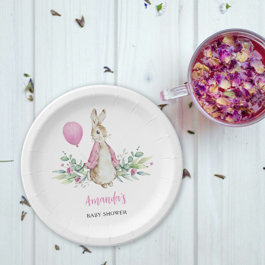 Assiettes En Carton Baby shower de lapin rose