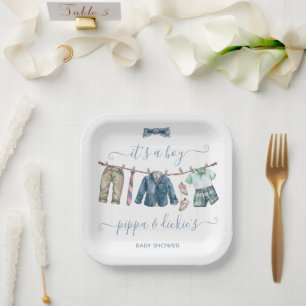 Assiettes En Carton Baby shower de ligne de tissu Preppy Boy
