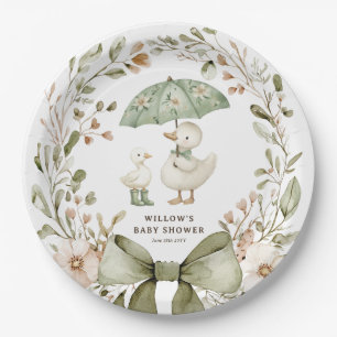 Assiettes En Carton Baby Shower de l'oie Silly en Aquarelle