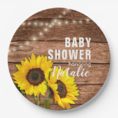 Assiettes En Carton Baby shower de lumière de tournesol rustique en bo (Devant)