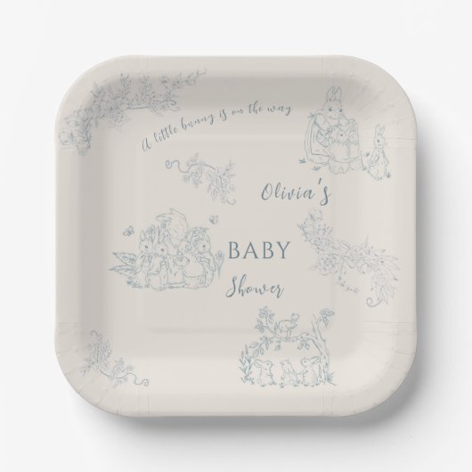 Assiettes En Carton Baby shower de maman de Peter Rabbit (Recto)