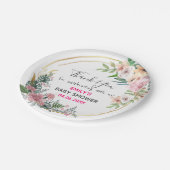 Assiettes En Carton Baby shower de Merci de  rose fleuri (Angle)