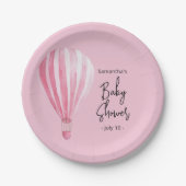 Assiettes En Carton Baby shower de montgolfière rose (Devant)