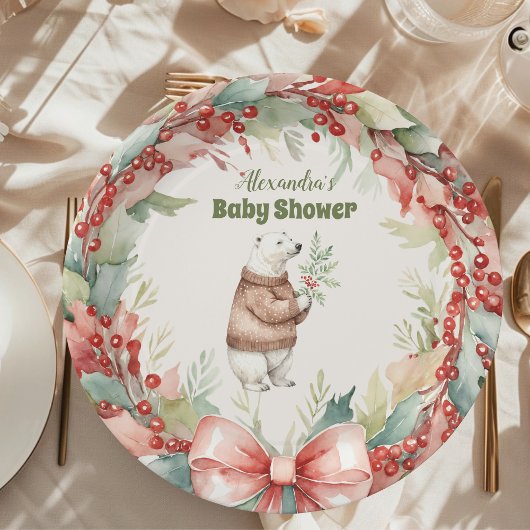 Assiettes En Carton Baby shower de Noël d'hiver Woodland
