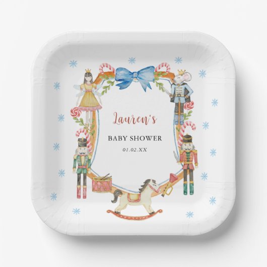Assiettes En Carton Baby shower de Noël Nutcracker (Recto)