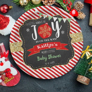 Assiettes En Carton baby shower De Noël "Petit Ensemble De Joie"