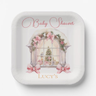 Assiettes En Carton Baby shower de Noël Pink Nutcracker Aquarelle