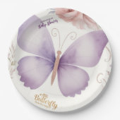 Assiettes En Carton Baby shower de papillon Boho (Devant)