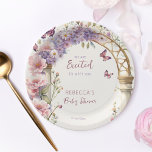 Assiettes En Carton Baby shower de papillons pastel de jardin enchanté<br><div class="desc">Bouteilles et fleurs pastel de jardin enchantées baby shower vaisselle personnalisée Plaques de fête modèle,  jardin anglais boho fleurs arch lilas pastel rose printemps été Plaques de baby shower pour une petite fille</div>