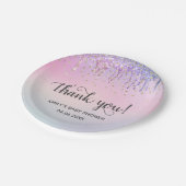 Assiettes En Carton Baby shower de Parties scintillant arc-en-ciel ros (Angle)