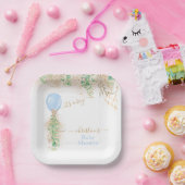 Assiettes En Carton Baby shower de Parties scintillant en or Eucalyptu (Fête)