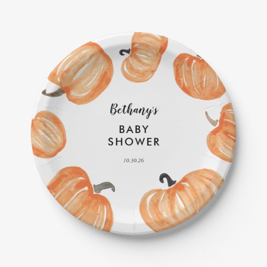 Assiettes En Carton Baby shower de patchs citrouille (Devant)