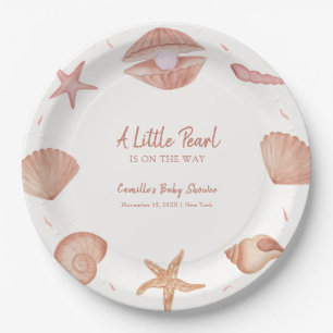 Assiettes En Carton Baby shower de perles Neutral Summer Ocean Seashel