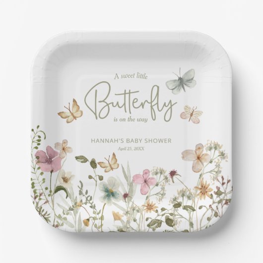 Assiettes En Carton Baby shower de petit papillon (Recto)