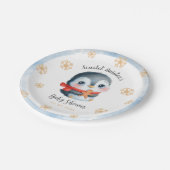 Assiettes En Carton Baby shower de pingouin de Noël mignon (Angle)