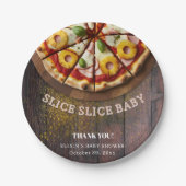 Assiettes En Carton Baby shower de pizza en tranches rustiques (Devant)