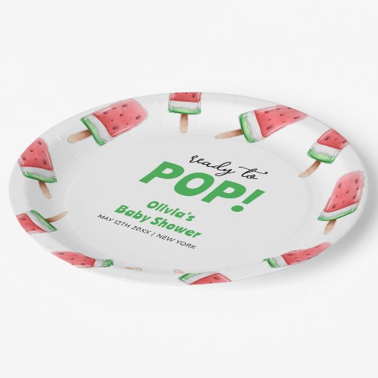 Assiettes En Carton Baby shower de Popcicule de crème glacée Watermelo (Angle)