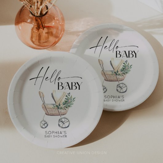 Assiettes En Carton Baby shower de poussette de bébé de Boho neutre po