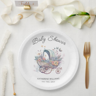 Assiettes En Carton Baby shower de poussette de bébé fée