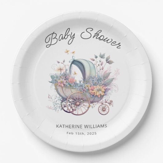 Assiettes En Carton Baby shower de poussette de bébé fée (Devant)