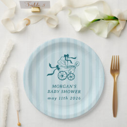 Assiettes En Carton Baby shower de poussette de bébé mignonne Preppy
