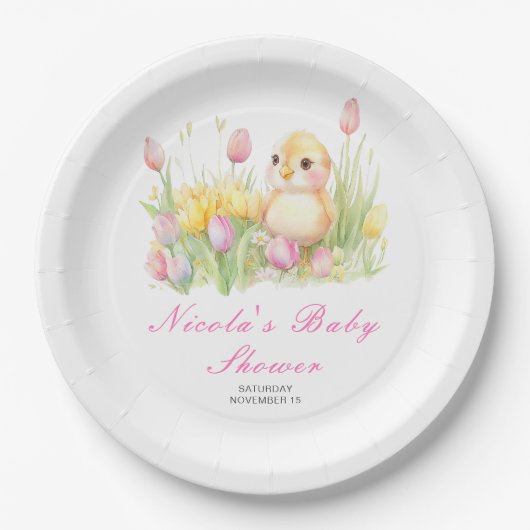 Assiettes En Carton Baby shower de poussette de printemps (Devant)