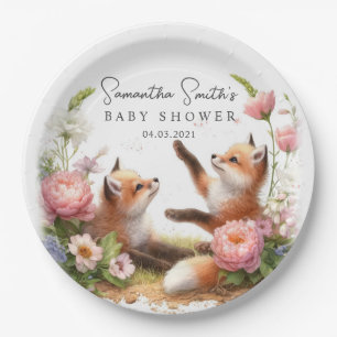 Assiettes En Carton Baby shower de printemps de mignons renards pour b