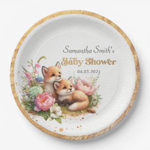 Assiettes En Carton Baby shower de printemps de mignons renards pour b