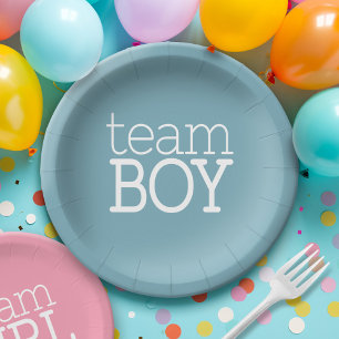 Assiettes En Carton Baby shower de révélation de genre - Team Blue B