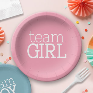 Assiettes En Carton Baby shower de révélation de genre - Team Pink Gir