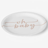 Assiettes En Carton baby shower de script beige "Oh Baby" (Angle)