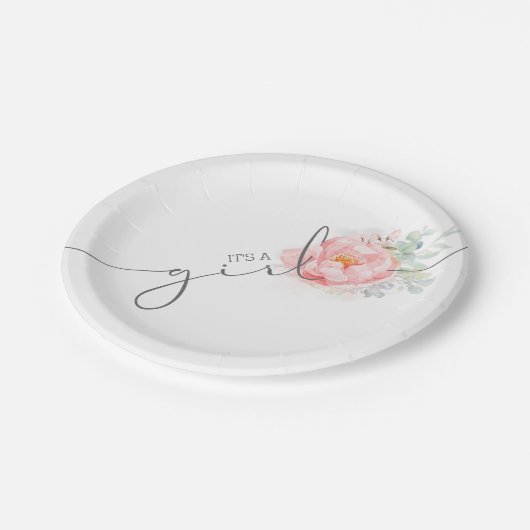 Assiettes En Carton Baby shower de script élégant Soft Pastel Flower (Angle)