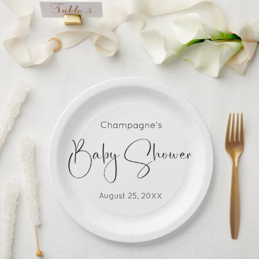 Assiettes En Carton Baby shower de script moderne (Mariage)