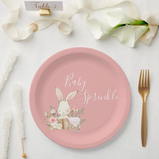 Assiettes En Carton Baby shower de script pour bébé rose (Mariage)