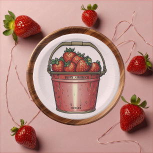 Assiettes En Carton Baby shower de seau sucré aux fraises