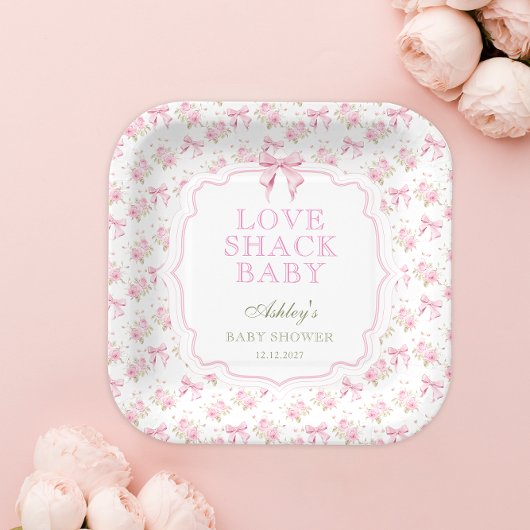 Assiettes En Carton Baby shower de Shack de Bow Rose Blush