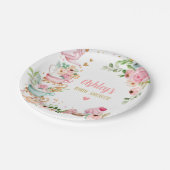Assiettes En Carton Baby shower de thé Fleur rose bébé est en train de (Angle)
