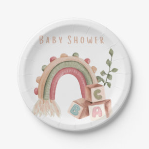 Assiettes En Carton Baby shower de tons neutres