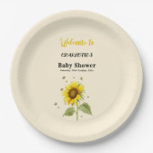 Assiettes En Carton Baby shower de tournesol et papillons d'aquarelle (Devant)