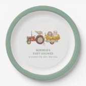 Assiettes En Carton Baby shower de tracteur de ferme de hérisson migno (Devant)