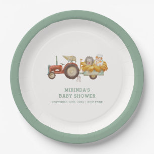 Assiettes En Carton Baby shower de tracteur de ferme de hérisson migno