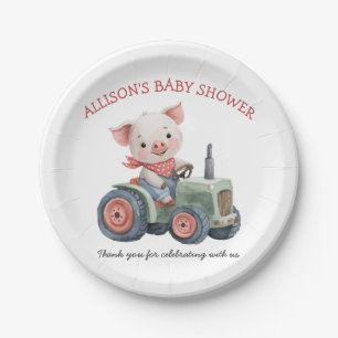 Assiettes En Carton Baby shower de tracteur de porc pour animaux de fe
