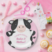 Assiettes En Carton Baby shower de vache rose (Fête)