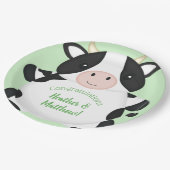 Assiettes En Carton Baby shower de vache vert (Angle)