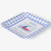 Assiettes En Carton Baby shower de vérification bleu bateau à voile Wa (Angulaire)
