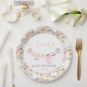 Assiettes En Carton Baby shower de vêtements pour bébés filles