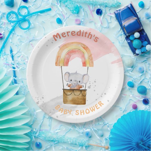 Assiettes En Carton Baby shower d'éléphant bébé, Plaques en papier (Fête)