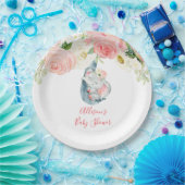 Assiettes En Carton Baby shower d'éléphant blanc rose pâle (Fête)